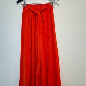 Orange Wide Leg Tie Up Pants